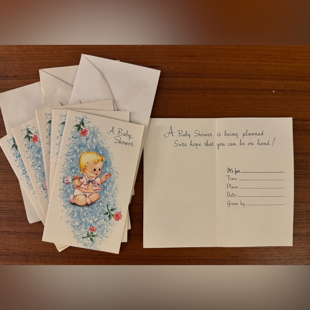 Bundle—Unused Vintage 60s-70s Baby Shower Invitations/Birth Anmts—1 NIB! - Picture 14 of 14